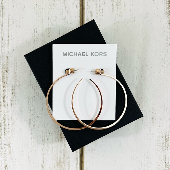 Michael Kors Rose Gold Stud Hoops Earrings - Picture 2 of 9